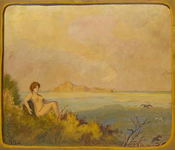 LOUIS EILSHEMIUS Nude with Seascape.